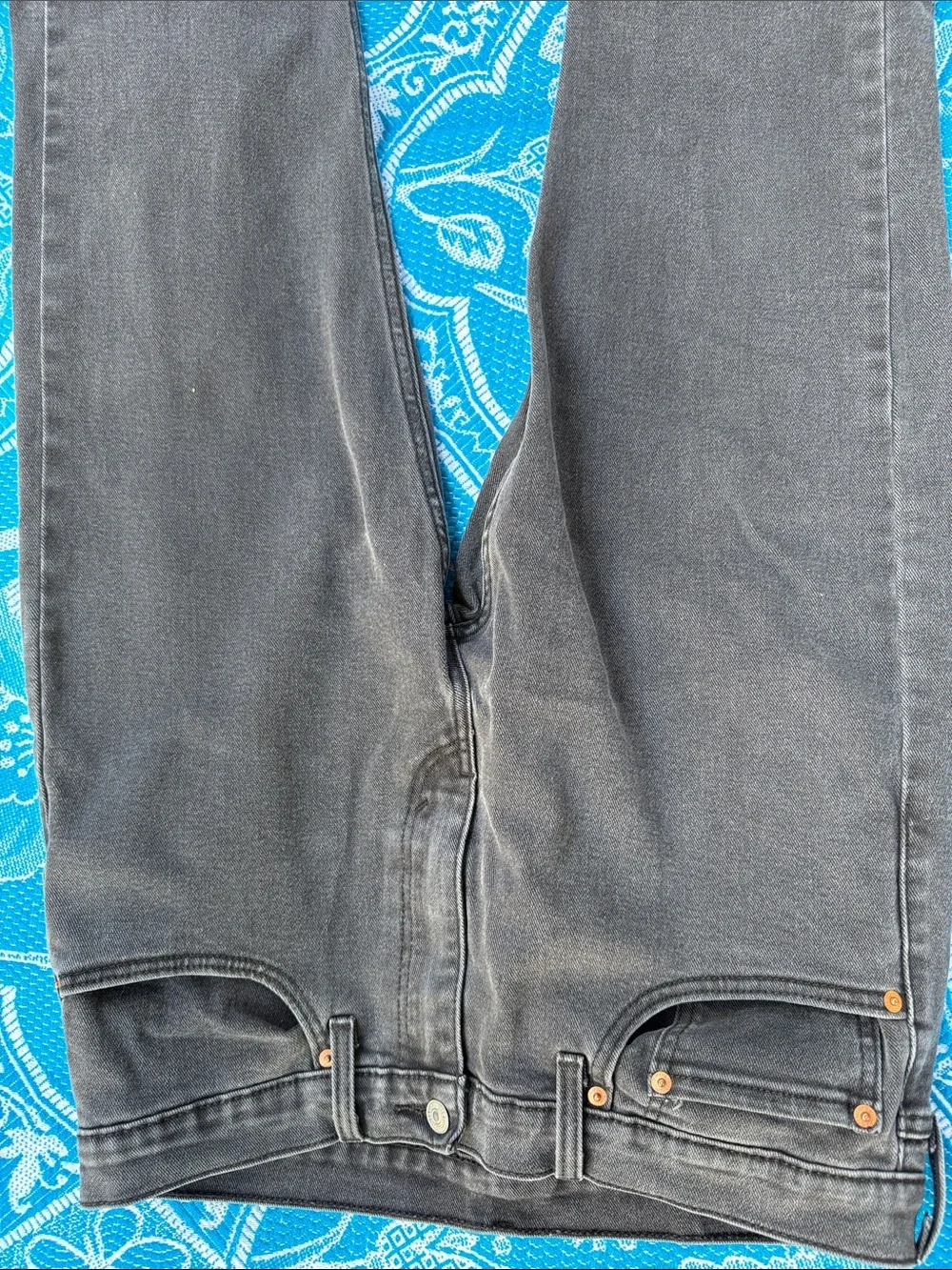 Levi's 502 Taper Black Washed Denim Jeans Size 34x32